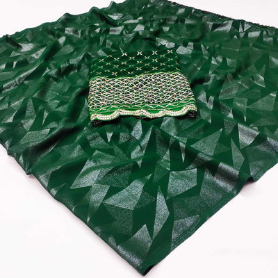 green-foil-printed-georgette-saree-2