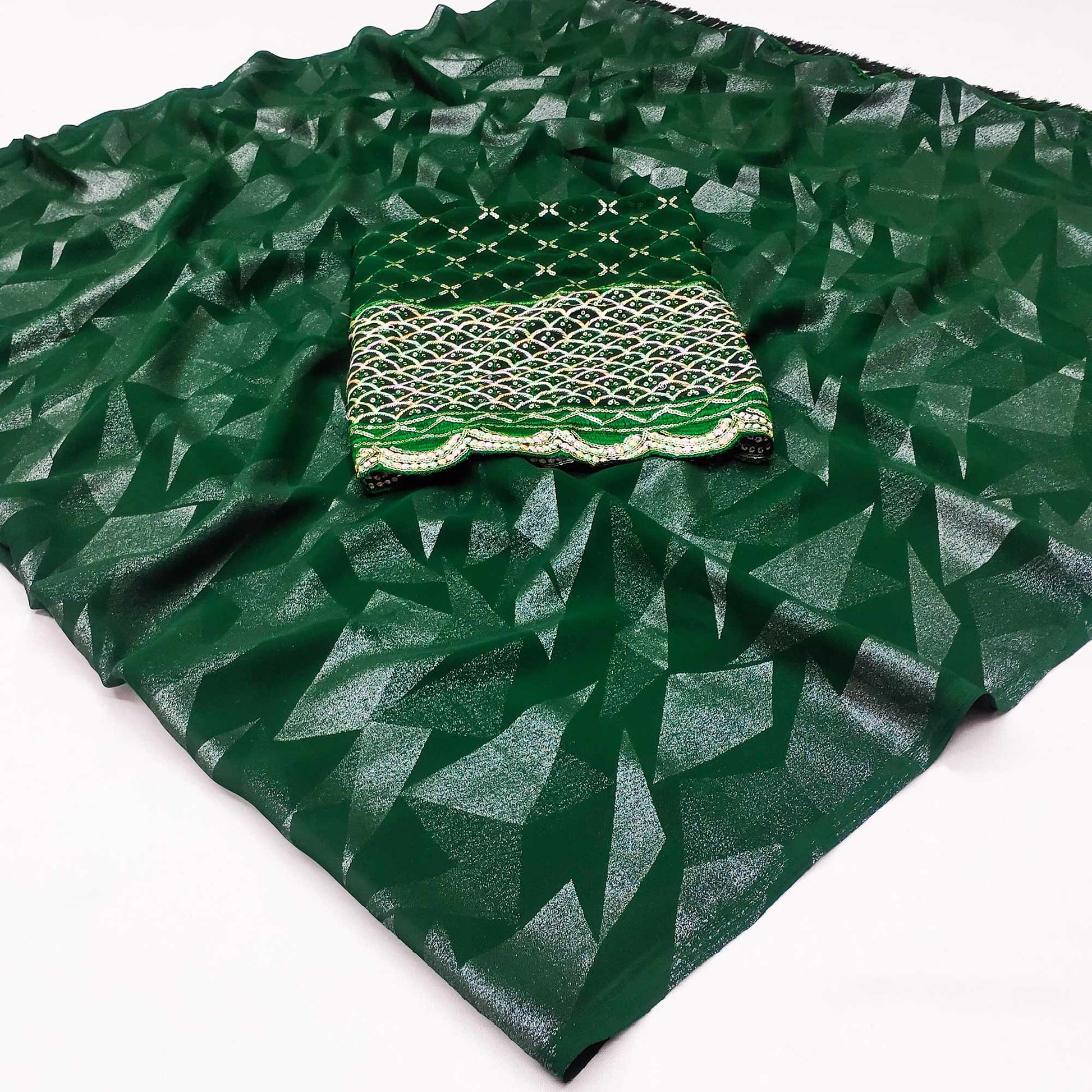 green-foil-printed-georgette-saree-2