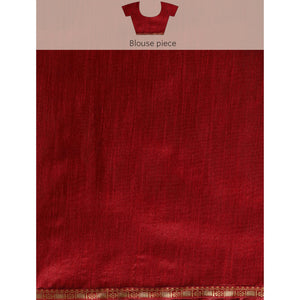 Maroon Bandhani Foil Printed Zomato Saree With Tassels
