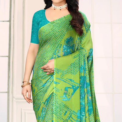 green-printed-georgette-saree-2
