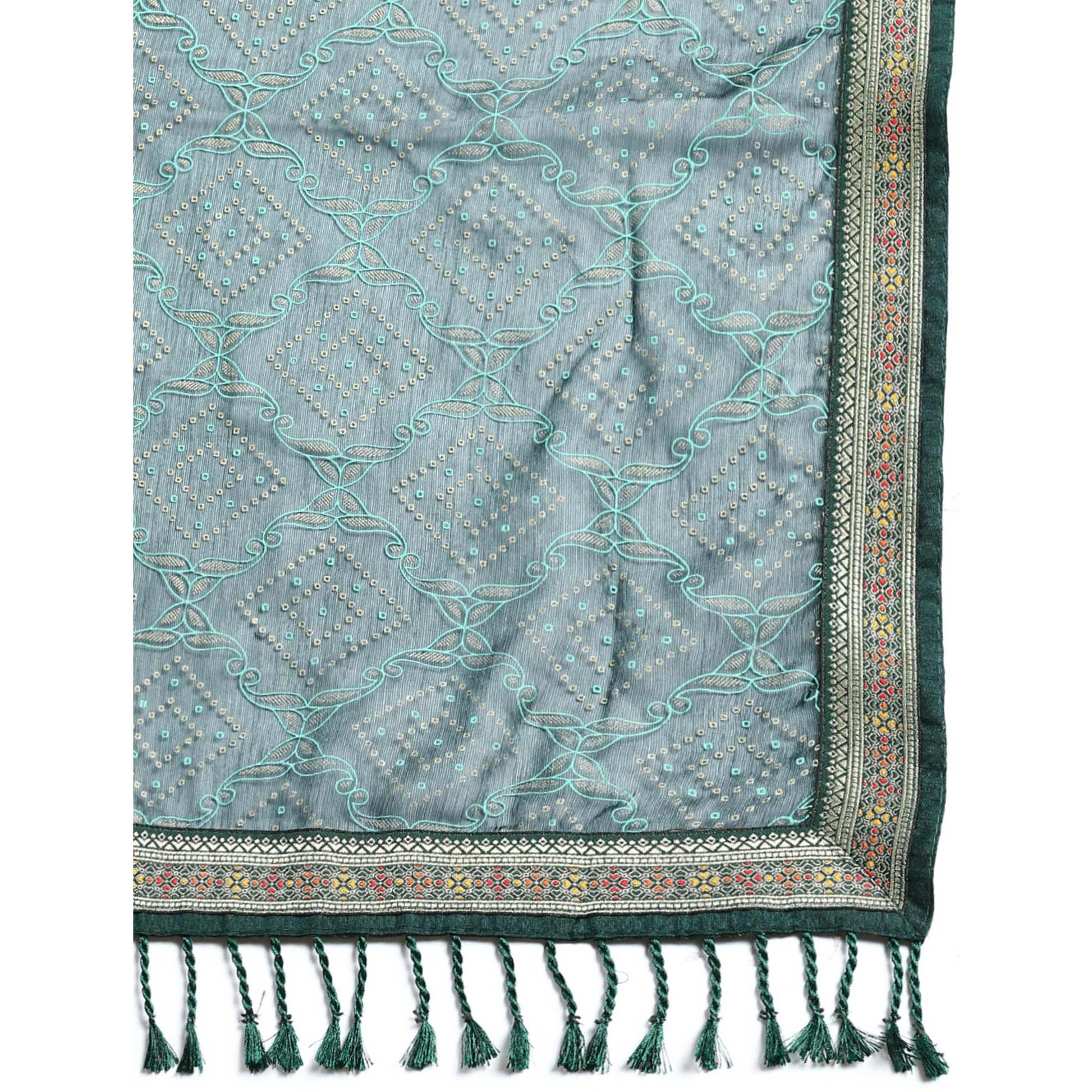 green-foil-printed-with-fancy-border-chiffon-saree