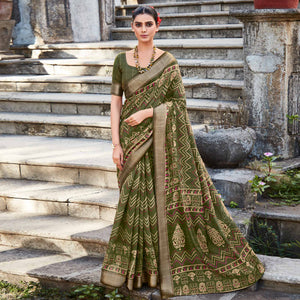 9-green-printed-with-woven-border-cotton-saree