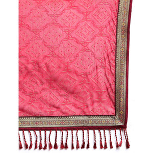 Maroon Foil Printed With Fancy Border Chiffon Saree