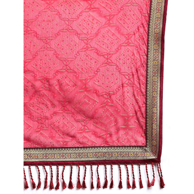 Maroon Foil Printed With Fancy Border Chiffon Saree