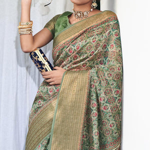 green-digital-printed-linen-saree-2
