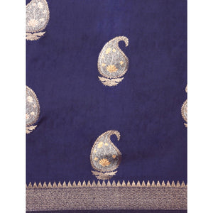 Blue Woven Kanjivaram Silk Saree WithTassels