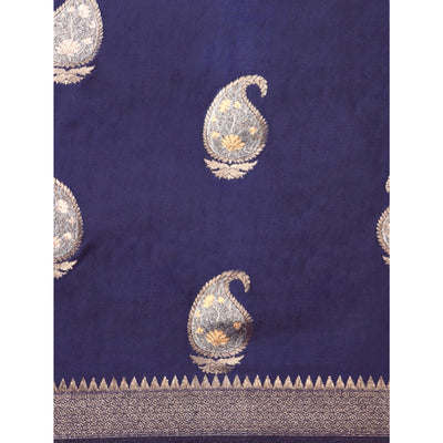 Blue Woven Kanjivaram Silk Saree WithTassels