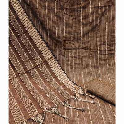 Coffee Brown Woven Cotton Blend Dress Material