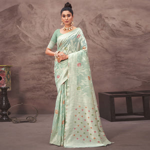 hgreen-floral-woven-cotton-silk-saree