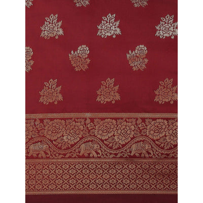 Maroon Woven Banarasi Silk Saree