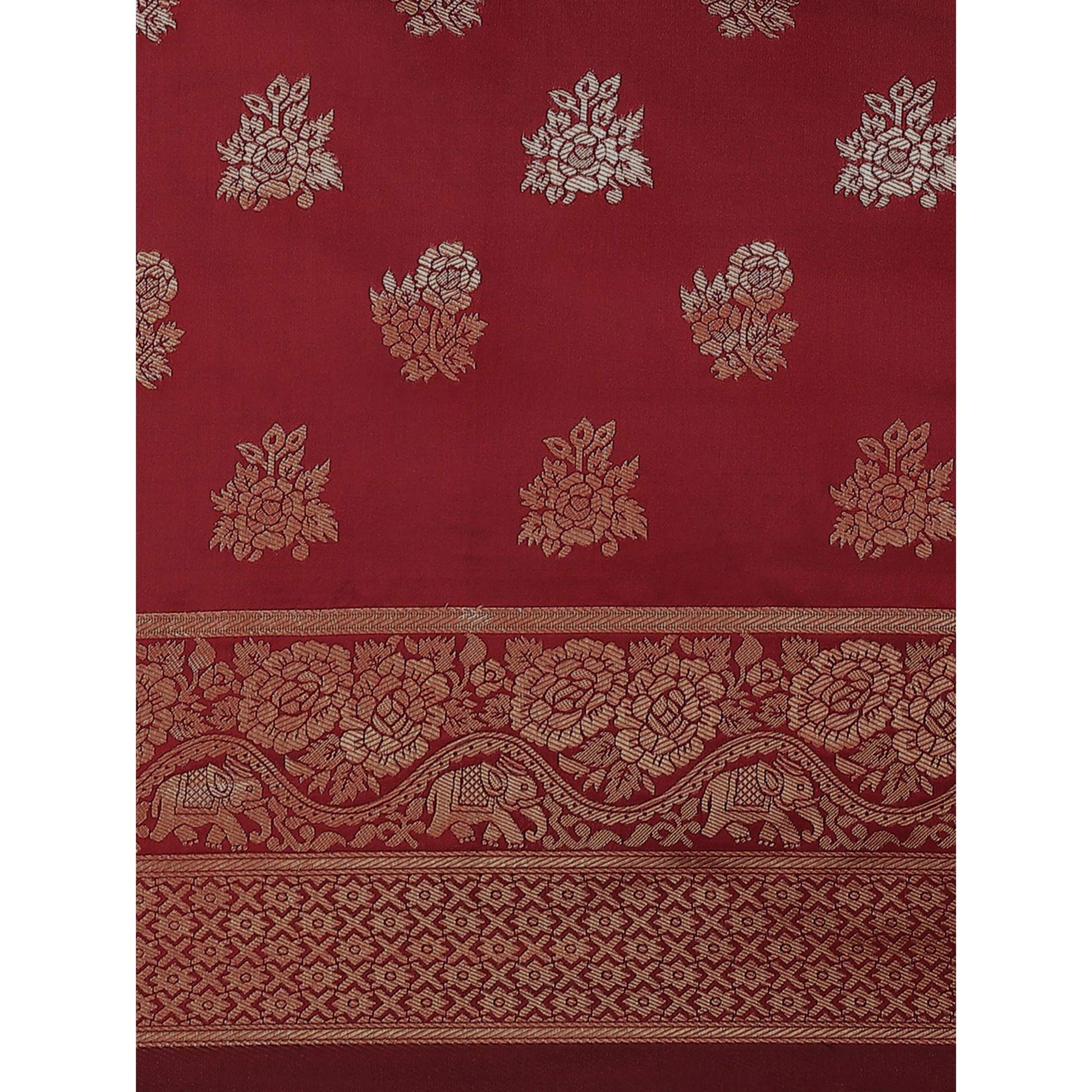 Maroon Woven Banarasi Silk Saree