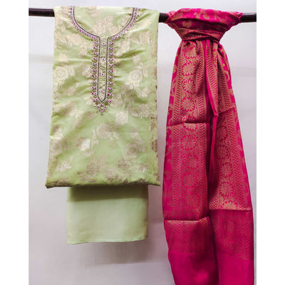 green-floral-woven-with-handwork-banarasi-silk-dress-material