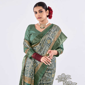 22-green-printed-art-silk-saree