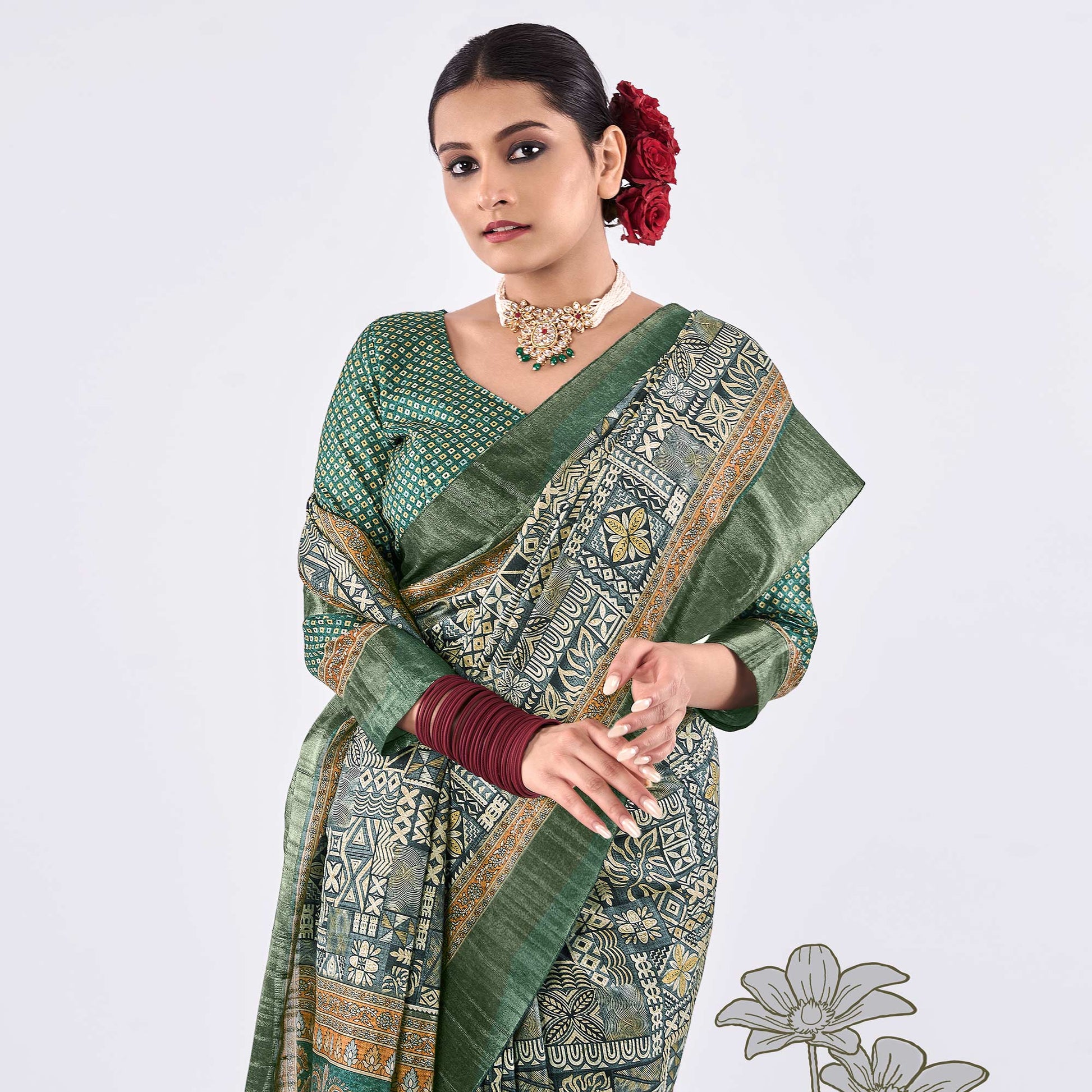 22-green-printed-art-silk-saree
