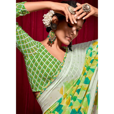green-printed-georgette-saree-1