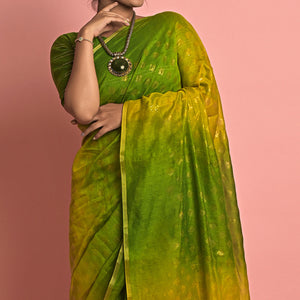 green-olive-foil-printed-poly-cotton-saree