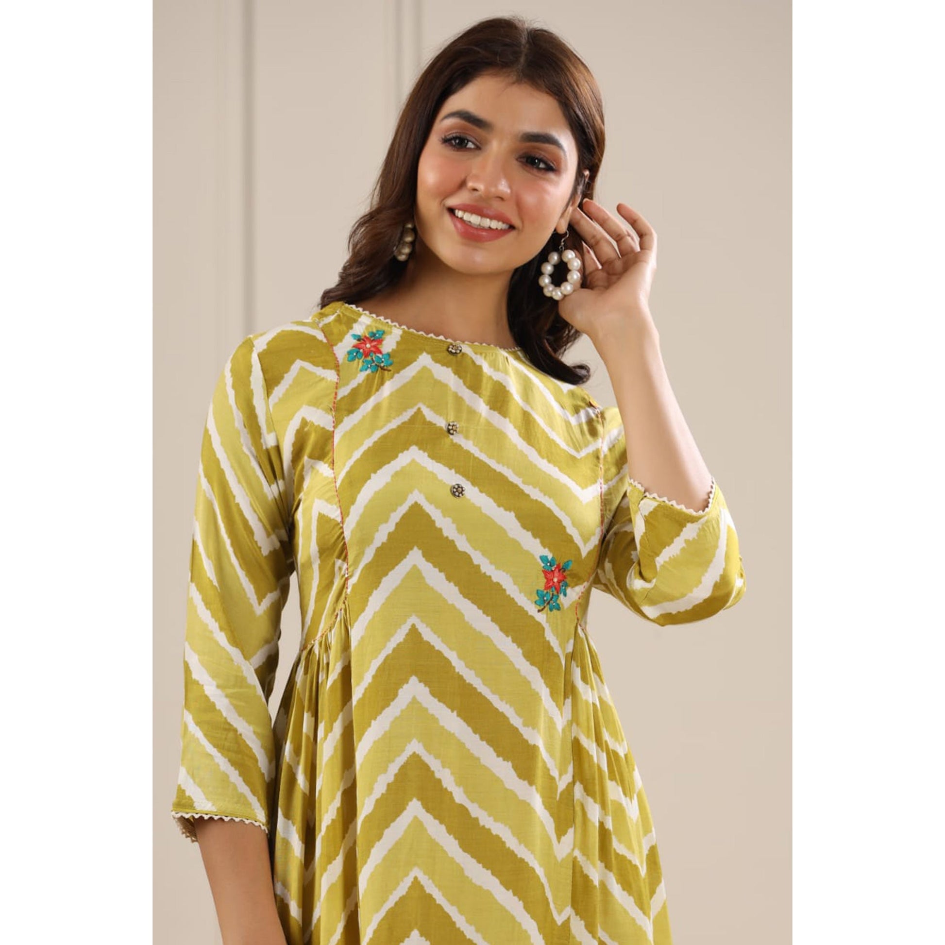 green-floral-printed-muslin-dress