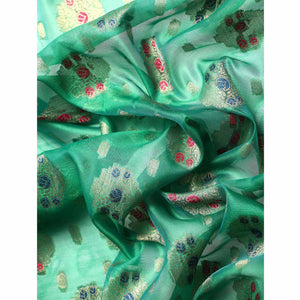 green-floral-woven-organza-silk-saree