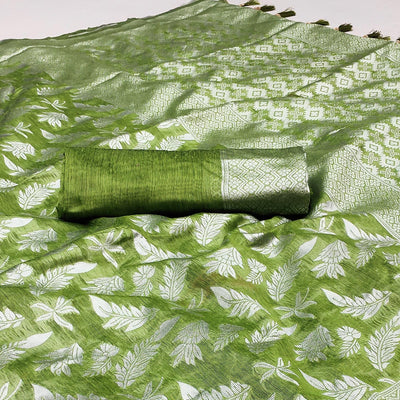 green-woven-cotton-silk-saree-with-tassels-3