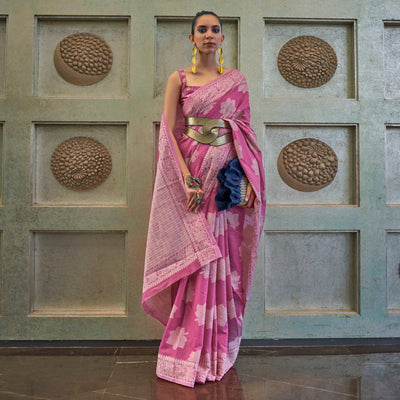 Mauve Lucknowi & Sequins Embroidered Art Silk Saree