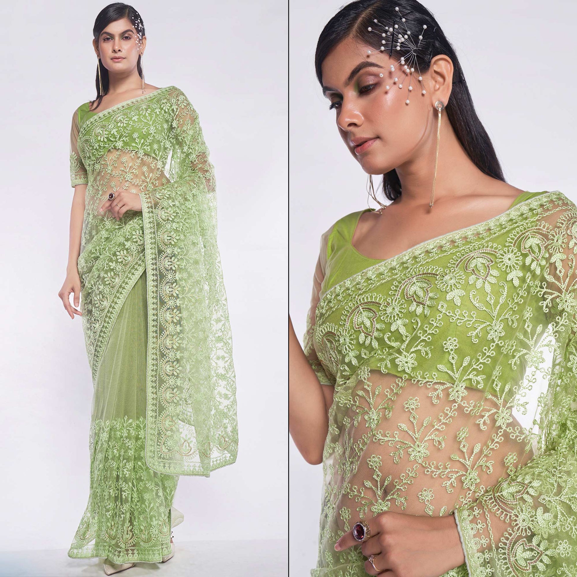 green-floral-embroidered-net-saree