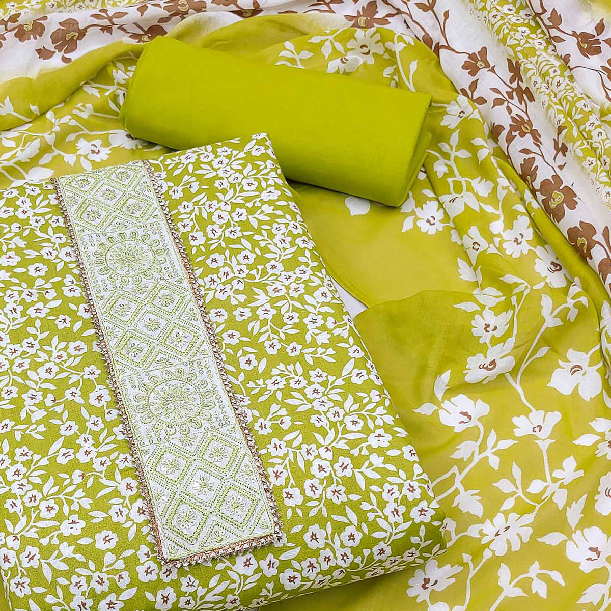 green-floral-printed-pure-cotton-dress-material-1