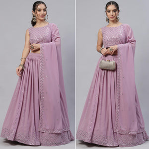 Mauve Sequins Embroidered Georgette Lehenga Choli