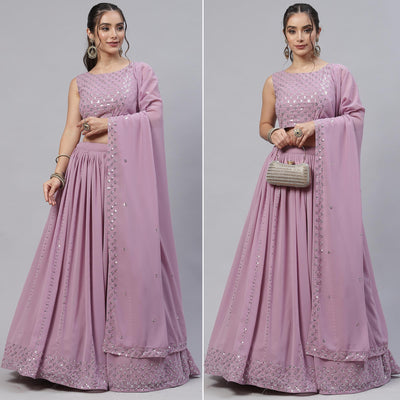 Mauve Sequins Embroidered Georgette Lehenga Choli