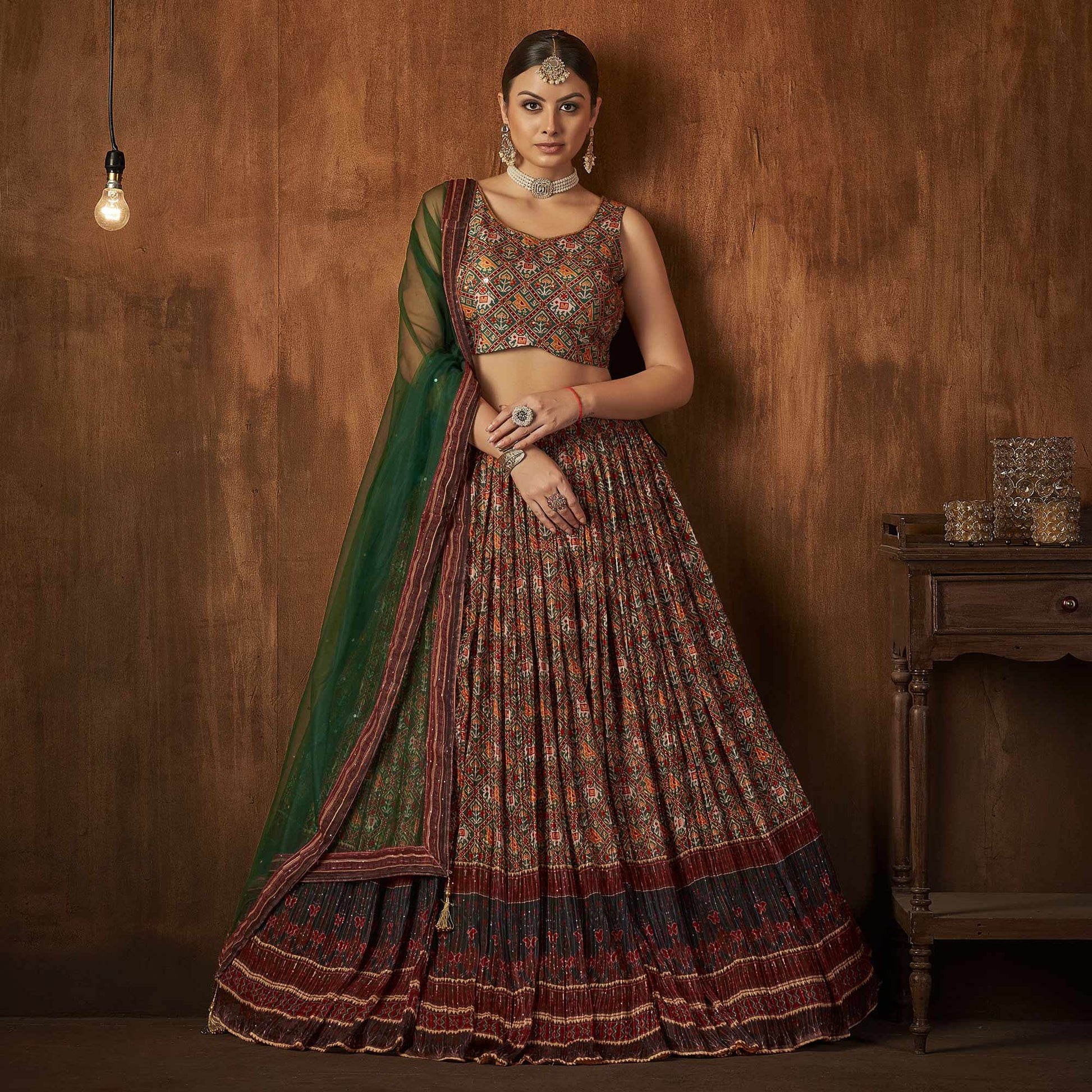 green-printed-with-sequins-work-georgette-lehenga-choli