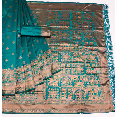 Morpich Woven Jacquard Saree With Tassels