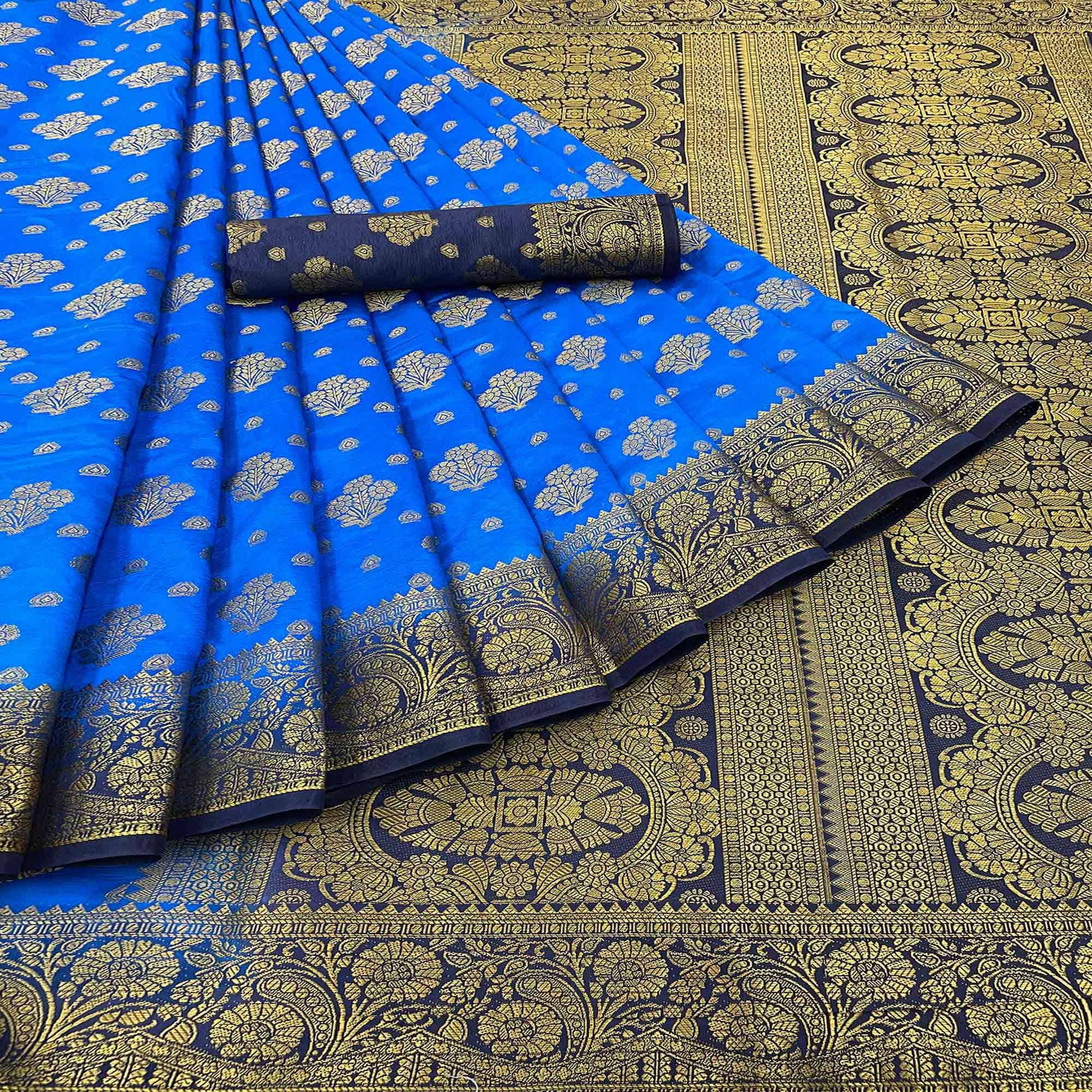 Blue Woven Banarasi Silk Saree