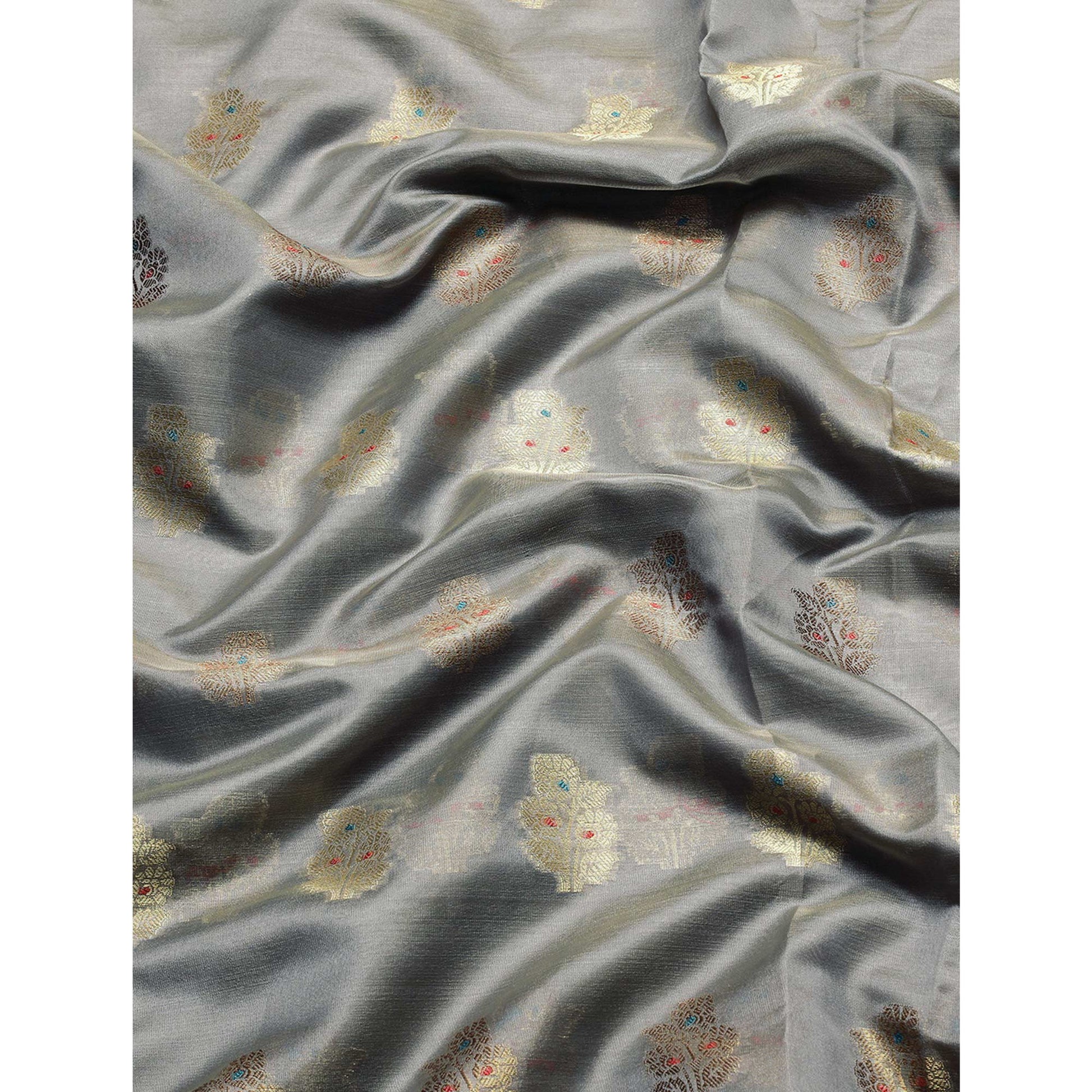 Grey Woven Organza Saree