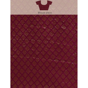 Maroon Foil Printed With Swarovski Vichitra Silk Saree