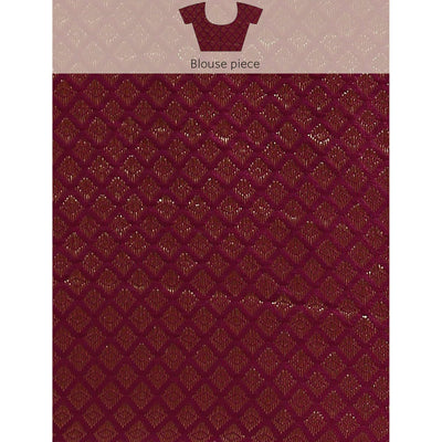 Maroon Foil Printed With Swarovski Vichitra Silk Saree