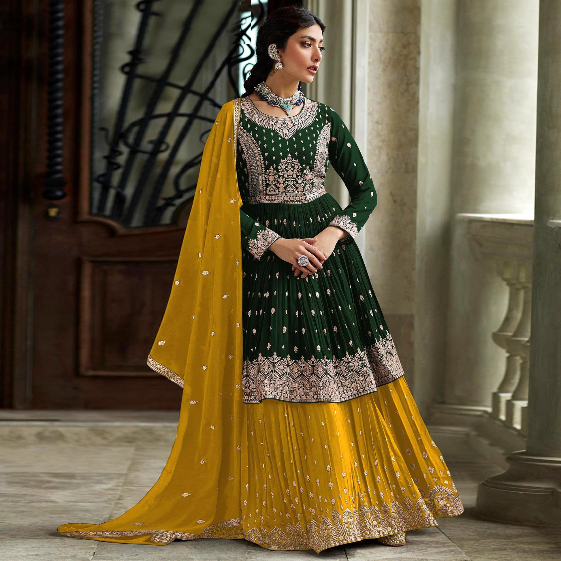 green-floral-embroidered-georgette-sharara-suit-2