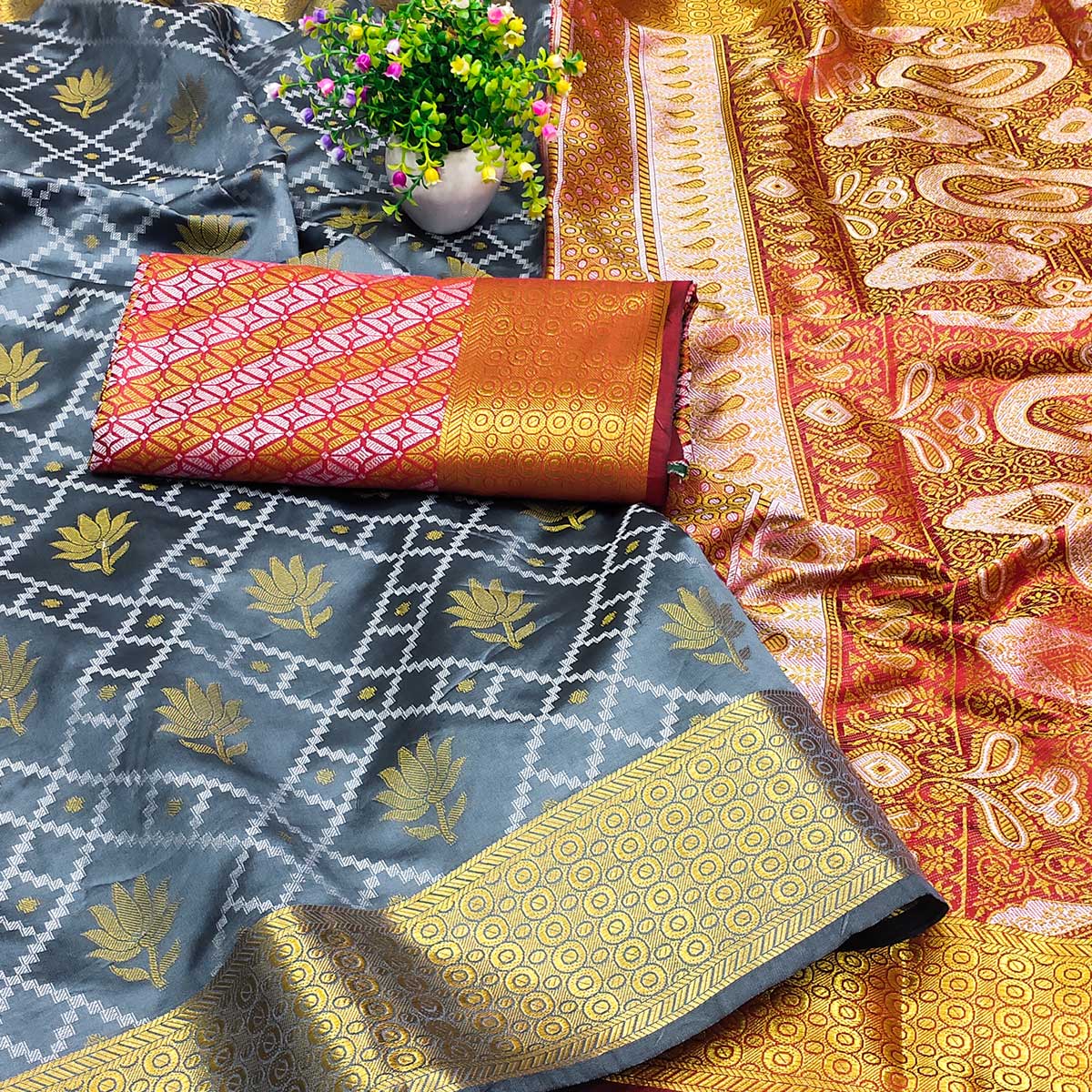 11grey-floral-woven-banarasi-silk-saree