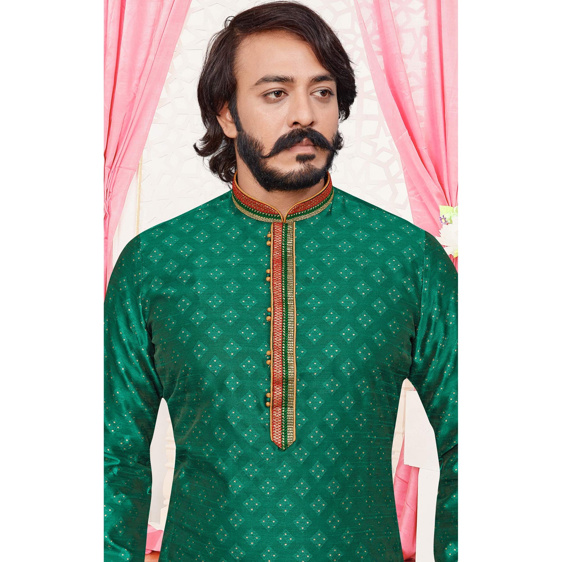 green-woven-jacquard-kurta-pyjama-set-3