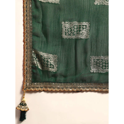 green-foil-printed-with-embroidered-border-chiffon-saree