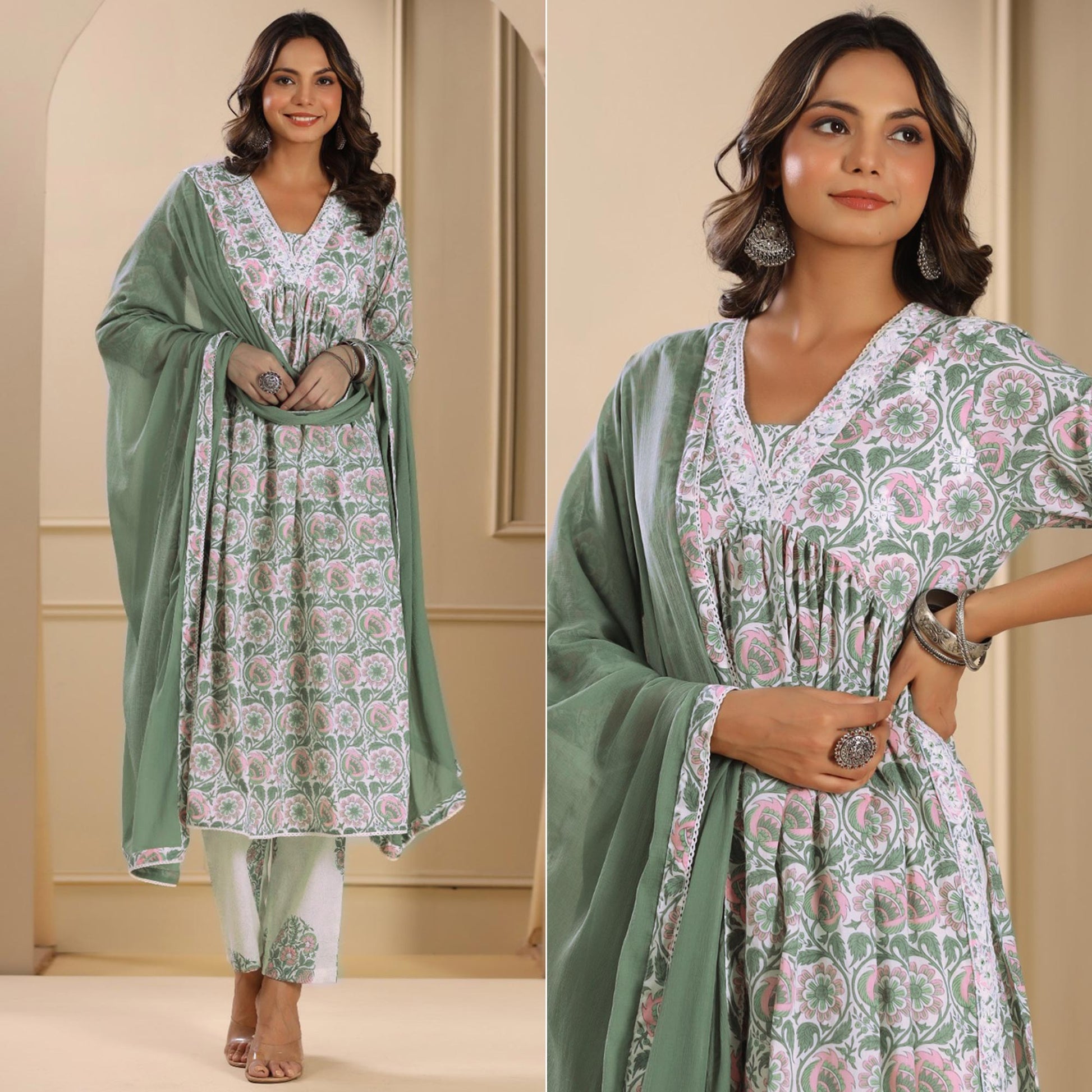 green-floral-printed-pure-cotton-naira-cut-suit