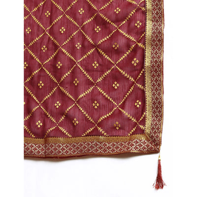 Maroon Floral Foil Printed Zomato Saree