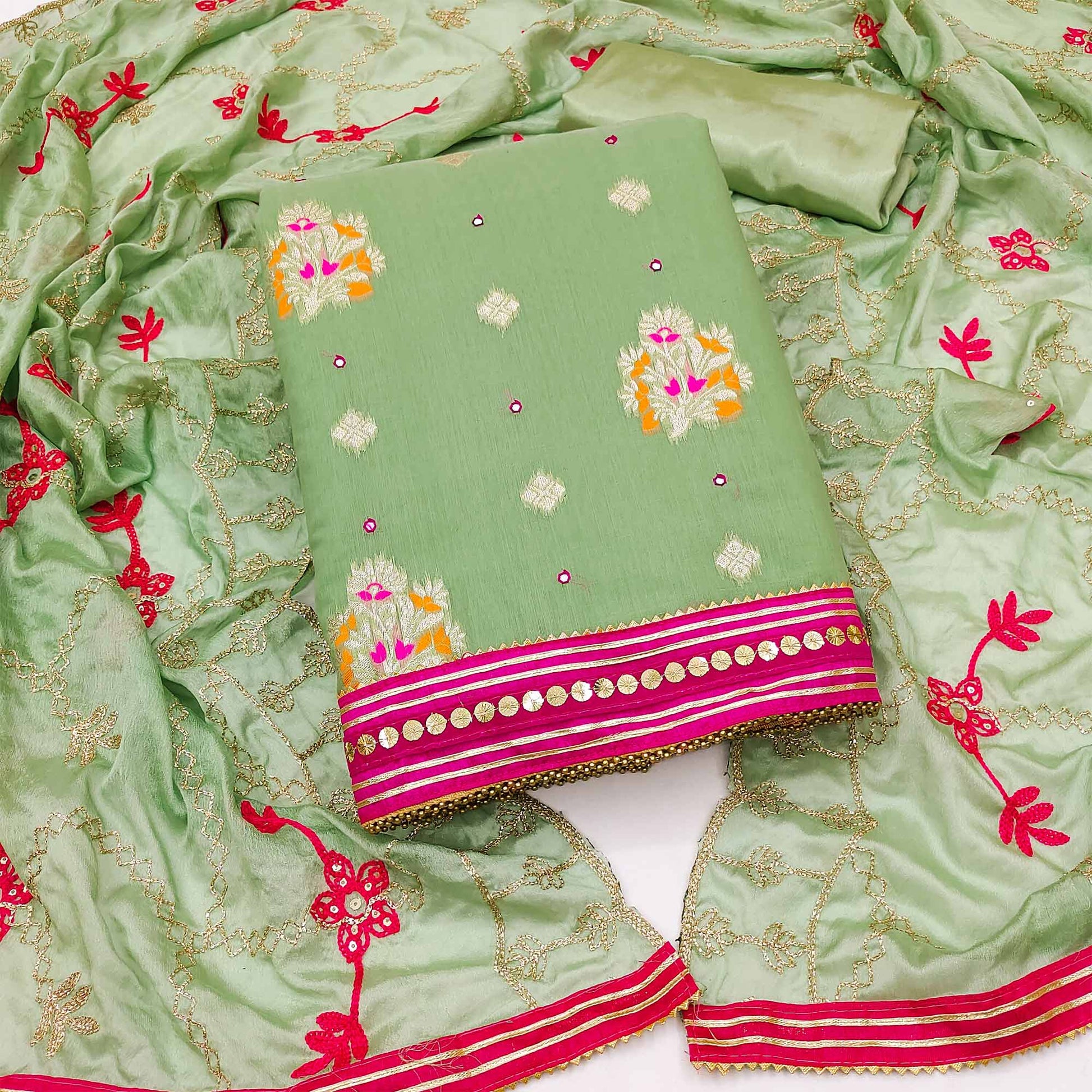47-green-floral-woven-banarasi-silk-dress-material