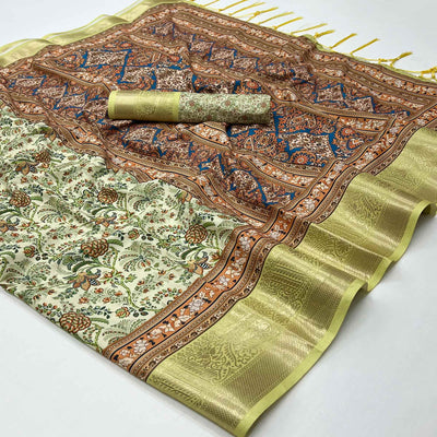 green-floral-digital-printed-pure-cotton-saree