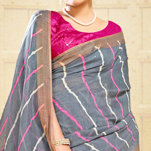 grey-leheriya-printed-linen-saree