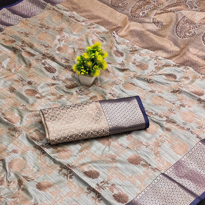 3grey-floral-woven-kanjivaram-silk-saree