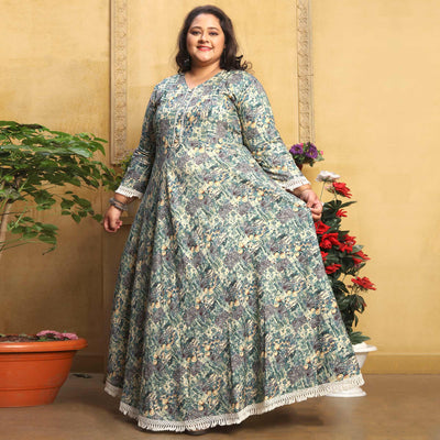 green-floral-printed-rayon-long-kurti
