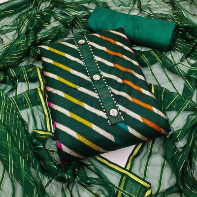 green-woven-organza-dress-material
