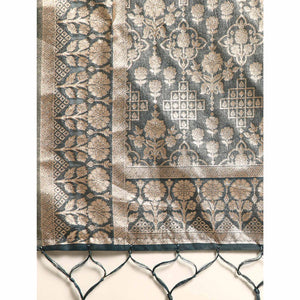 grey-floral-woven-organza-silk-saree-with-tassels