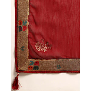 Maroon Foil Printed With Swarovski Zomato Silk Saree