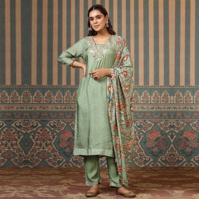 green-printed-with-gota-work-muslin-salwar-suit