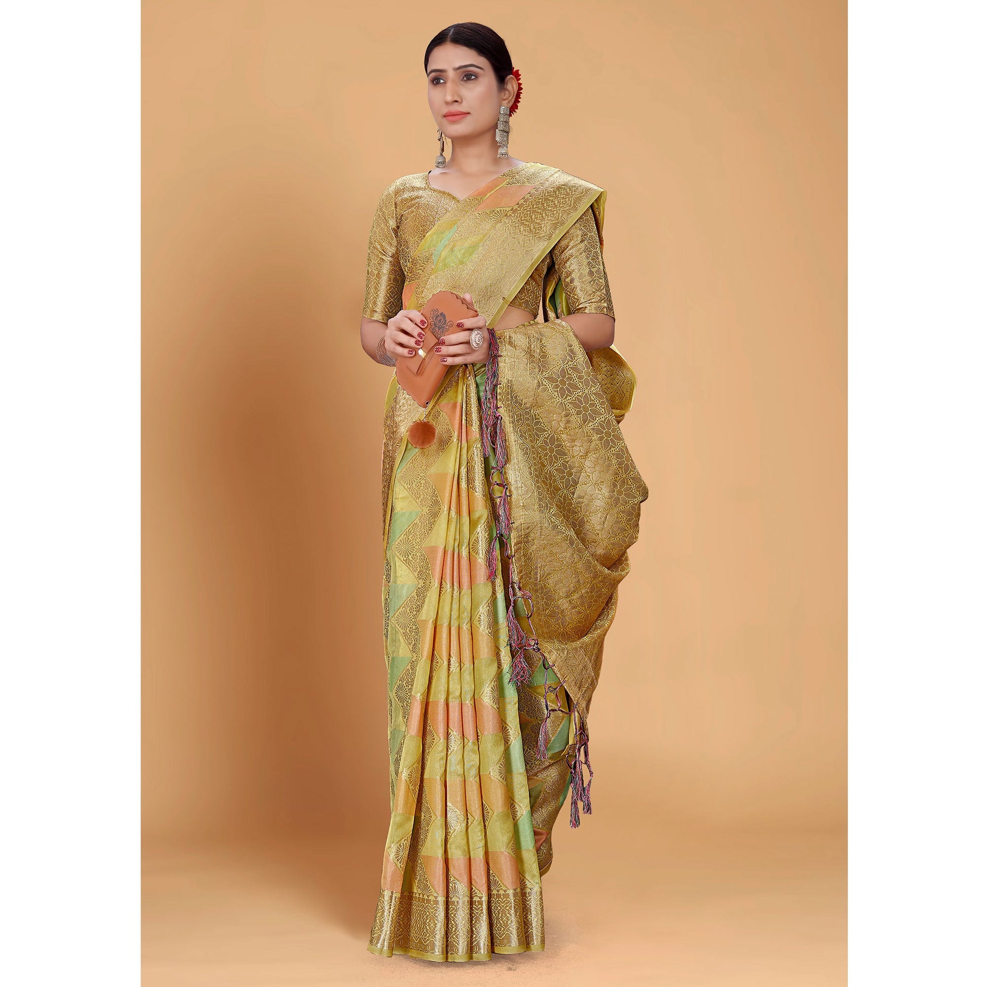 green-woven-organza-saree-with-tassels-14
